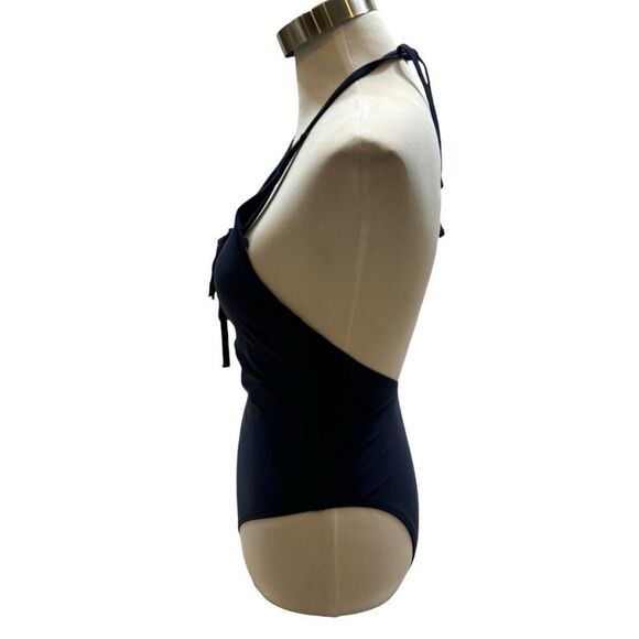 Ladies Aerie Swim Navy Blue Lace Front One Piece Swim Suit Size Medium - Picture 6 of 9